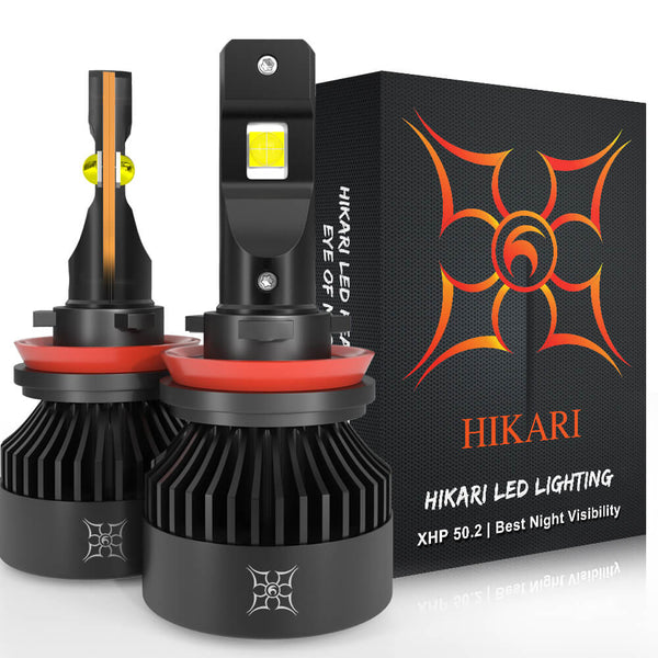 Hikari VisionPlus 15000LM LED bulbs, +150% Brightness, +100% Extra Night Visibility, TOP CREE XHP50.2 LED 6000K Cool White